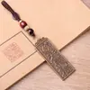 Pingente de chaveiro de carro de cobre puro sólido marca Tiangong bênção marca longa pingente de bolsa de cintura de latão