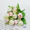 Flores artificiales para decoración del hogar, flores falsas transfronterizas, arreglos florales de escritorio, decoraciones de boda, ramo de 10 cabezas de capullos de rosa de té de primavera