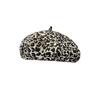 Boina vintage con estampado de leopardo de Spice Girl para mujer, primavera y verano, combina con todo, gorra de pintor pequeña Bei Bei, sombrero de cabeza grande Y2K