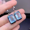 Aretes de Topacio Natural Puro, Calidad de Cuerpo Completo, Color Súper Fuego, Tamaño de la Piedra Principal aprox. 10*14 mm, Plata 925