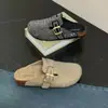 Zapatos Birkenstock Versátiles, Cómodos y de Suela Plana para Mujer 2025 Nuevas Chanclas de Exterior para Mujer Primavera/Verano con Pedrería y Diseño de Punta Cerrada