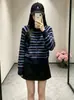 Cárdigan de Punto Rayado Retro Color Block para Mujer, Nuevo Estilo Otoño/Invierno 2026, Suéter Corto Holgado Casual Ajustado