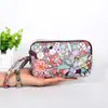 Porta-moedas Feminino Longo Tecido Clutch Três Camadas Zíper Carteira Feminina Grande Capacidade Bolsa para Celular