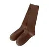 Calcetines de canalé a rayas rojas de angora para mujer, otoño e invierno, color liso, sencillos, versátiles, estilo japonés, calcetines largos de algodón