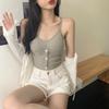 2079# Botones Estilo Coreano Nuevo Color Sólido Tirantes Algodón Puro Chaleco Ropa Interior Ropa Exterior para Niña Top Ajustado sin Mangas a la Moda