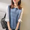 Chaleco cárdigan de punto sin mangas Ropa exterior Versátil Holgado Otoño 2025 Chaleco suéter Cuello redondo de mujer