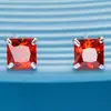 Brincos de zircônia em prata de lei s925 simples moda quatro garras diamante quadrado brincos quadrados brincos de pedra de nascimento acessórios