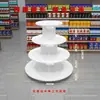 Balcão Ilha de Supermercado, Prateleiras de Madeira, Suporte de Exibição, Rack de Exibição de Presentes, Recipiente Redondo, Unidade de Exibição em Camadas