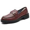 Zapatos Pequeños de Cuero Estilo Británico con Suela Gruesa para Mujer, Tacón Medio, Nuevo Modelo Primavera 2026, Tallas 33-40, Mocasines Gruesos de Cuero Genuino Estudiante para Mujer