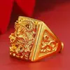Anillo Dorado Grande para Hombre Anillo de Dragón de Latón Chapado en Oro Anillo Abierto Dominante Temperamento de Moda Suministro para Hombre Mayoreo