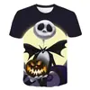 Suministro de Camiseta Casual de Manga Corta Nueva Transfronteriza 3D Estampado Digital Jack del Pesadilla de Halloween para Adultos y Niños