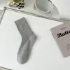 Meias Brancas Antibacterianas 7A Meias de Algodão Femininas Meia-Calça para Primavera e Outono Meias de Algodão Estilo Ballet Cinza com Tênis Pai Meia-Calça Solta para Primavera e Outono
