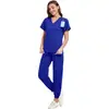 Uniformes de enfermagem personalizados feitos de tecido de poliéster com estampa digital e decote em V, roupas para dentistas, pequena escala de comércio exterior OEM e dropshipping