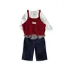 [Personalizado] Conjunto de Chaleco Tejido para Bebé, Camiseta de Manga Larga para Niñas, Pantalones de Mezclilla Elegantes, Conjunto de Tres Piezas, Ropa de Otoño para Niños