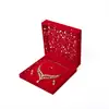 Caja de Boda Roja Calada con Tres Cajas Doradas, Caja de Empaque con Herrajes Dorados, Caja de Regalo, Caja para Anillo, Joyería, Set de Caja para Colgante