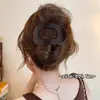 Presilha de bico de pato marrom de cachorro coreano, presilha elegante para coque torcido, presilha de cabelo volumizadora para a parte de trás da cabeça, acessório de cabelo de alta qualidade