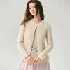 Cárdigan de cachemir y seda de morera con cuello redondo, control de acceso, dobladillo acanalado con bolsillos, capa base de punto para mujer, suéter suave y adelgazante, top versátil