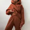 Nova Coleção Outono/Inverno 2026 Feminina: Conjunto de Moletom com Capuz Casual Fashionável Cor Sólida Estilo Europeu e Americano Transfronteiriço