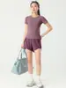 Novos shorts de yoga para mulheres, roupas esportivas para fitness, que valorizam a silhueta, respiráveis, para atividades ao ar livre, anti-exposição, leves, de secagem rápida, roupas de fitness