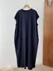 Vestido longo niche para pessoa preguiçosa vestido casual niche solto temperamento que rejuvenesce algodão puro de alta densidade feminino novo verão 2026 023
