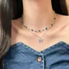 Collar de mariposa de doble capa original de verano, accesorio de alta calidad, ligero y lujoso, gargantilla de cadena de clavícula con nicho para mujer