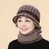 Gorro de invierno para mujeres de mediana edad y mayores, gorro de punto cálido y resistente al frío con ala ancha, adecuado para abuelas y mujeres mayores
