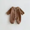 Estilo Coreano 2026ins Ropa de Otoño/Invierno para Bebé Unisex Mono de Forro Polar Doble Cara Ropa de Gateo con Forro Adicional Ropa de Abrigo