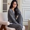 Atacado Físico à Vista Primavera e Outono Novo Cor Amazon Algodão Pijama Feminino Cardigã Curto Longo Doce Casual