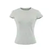 Camiseta Minimalista de Manga Curta com Gola Redonda, Nova Peça Básica Esportiva Casual Slim Fit de Verão