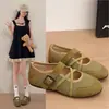 Zapatos Mary Jane de ballet poco profundos transpirables de piel suave para mujer, moda de verano 2026 versátiles cómodos zapatos planos de suela blanda