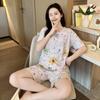 Pijama para Mujer Verano Manga Corta Shorts Algodón Fresco Holgado Cuello Redondo Dibujos Animados Casual Estudiantes Pueden Usar Afuera Conjunto de Ropa para Casa