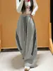 Calça Casual Wide Leg Curva Emagrecedora Slim de Cintura Alta Nova Outono 2026 para Mulheres, Calça Esportiva Retro Americana com Três Listras