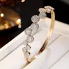 Conjunto de Pulsera Abierta y Anillo con Incrustaciones Completas de Circonita Estilo Coreano Ins para Mujer, Joyería de Moda y Versátil al por Mayor