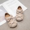 Sapatos Femininos Veludo Coreano Sapatos Birkenstock Laço Duplo Sapatos de Princesa Outono 2025 Novos Sapatos Infantis Macios Antiderrapantes