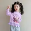 Camiseta de Manga Larga Versátil de Encaje con Dibujos Animados para Bebé Niña y Niña Pequeña, Top Elegante para Niñas, Nueva Colección Primavera y Otoño 2026