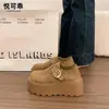 Sandálias Birkenstock de couro genuíno, tamanho pequeno, com sola grossa, estilo plataforma, para mulheres, coleção outono 2026, mocassins retrô, que aumentam a altura, e mocassins