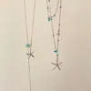 Colar com Pingente de Estrela e Franja Estilo Coreano Estilo Férias na Praia Corrente de Clavícula Simples da Moda Acessório de Colar de Nicho com Toque de Luxo para Mulheres