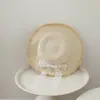 Sombrero de Paja de Copa Plana para Niños de Verano con Lazo de Encaje, Sombrero de Sol de Ala Ancha para Bebés Niñas, Sombrero de Playa Dulce Estilo Coreano