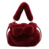2024 Nuevo Bolso Peludo de Invierno para Mujer Bolso con Lazo Portátil Bolso Cubo Cruzado Bolso de Mano Peludo Bolso