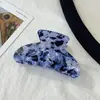 Pinza para Cola de Cabello Cuadros Estampado Leopardo de Acetato, Pasador para Recogido Parcial en la Parte Trasera de la Cabeza, Pinza de Tiburón Elegante y de Moda al por Mayor