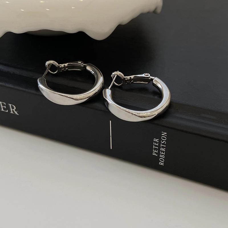 颜色分类图_银色压扁设计耳圈-银针