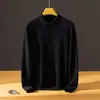 Camisa Polo Gruesa de Cachemir 100% Puro, Tejida Fina de Terciopelo Baicai, Capa de Aire, Manga Larga Lisa para Hombre, Negocios, Cachemir