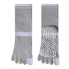 Calcetines de yoga profesionales, calcetines de fitness Pilates, con puntos antideslizantes, diseño de cinco dedos, hechos de algodón peinado, transpirables, absorbentes de sudor y antibacterianos, longitud hasta la pantorrilla