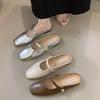 Chinelos de Salto Baixo Estilo Fada Europeu Baotou para Uso Externo Feminino Primavera e Verão 2025 Slip-on Estilo Pequeno Fragrante Preguiçoso de Camada Única