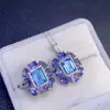 Colgante de Topacio Puro Natural + Tanzanita Tamaño de Piedra Principal 6X8Mm 4X5Mm Plata 925 Joyería Fina