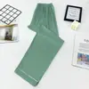 Pantalón de Dormir para Mujer de una Sola Pieza para Primavera y Verano, Imitación de Algodón, Delgado, Sencillo, Color Sólido, Pierna Recta, Talla Grande, Casual, Se Puede Usar Afuera