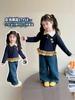 Traje de Otoño para Niñas 2025 Nuevo Estilo Estilo Infantil Camisa Polo Sudadera Jeans para Niña Pequeña Traje de Otoño