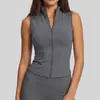Juyitang Primavera e Verão Nova Jaqueta Sem Mangas para Yoga Slim Respirável Slim Gola Alta Jaqueta Esportiva