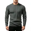 Suéter de punto jacquard a rayas verticales estilo europeo y americano para hombre, otoño e invierno, cuello redondo, top de punto moderno, color liso, casual, prenda básica para capas, jersey