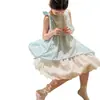 Vestidos de Verano 2026 Nuevos para Niñas Medianas y Grandes Estilo Coreano Infantil Falda sin Mangas de Encaje Irregular de Moda